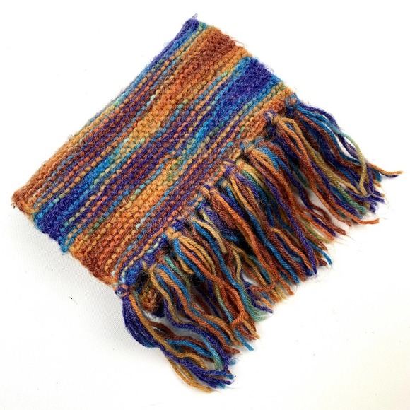 Vintage ombre rainbow hand made crochet scarf - Picture 3 of 13